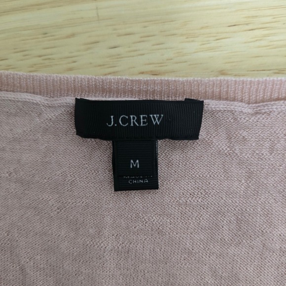 J. Crew Pink Lace Front 3/4 Sleeve Knit Sweater Top Women's Medium - Picture 3 of 8